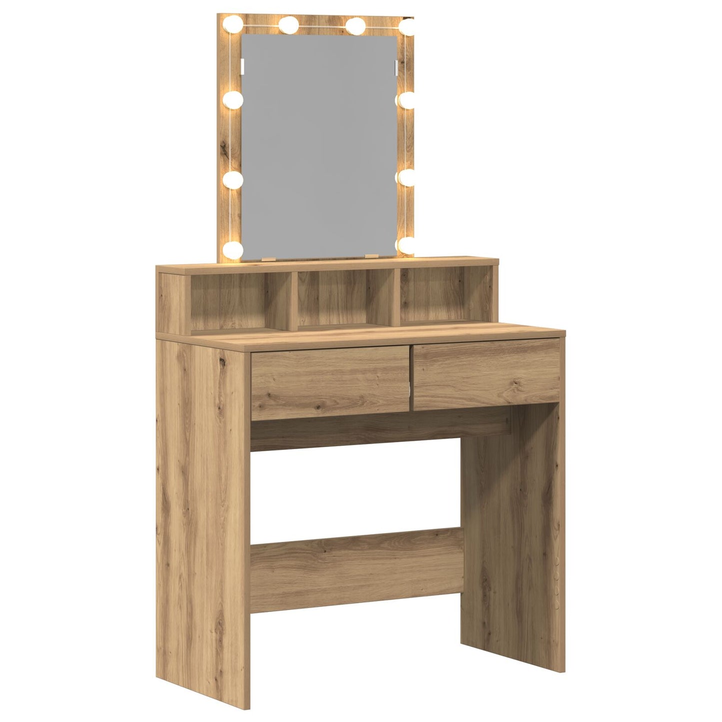 vidaXL Kaptafel met Spiegel en LED's Artisan Eiken Geïndustrialiseerd Hout