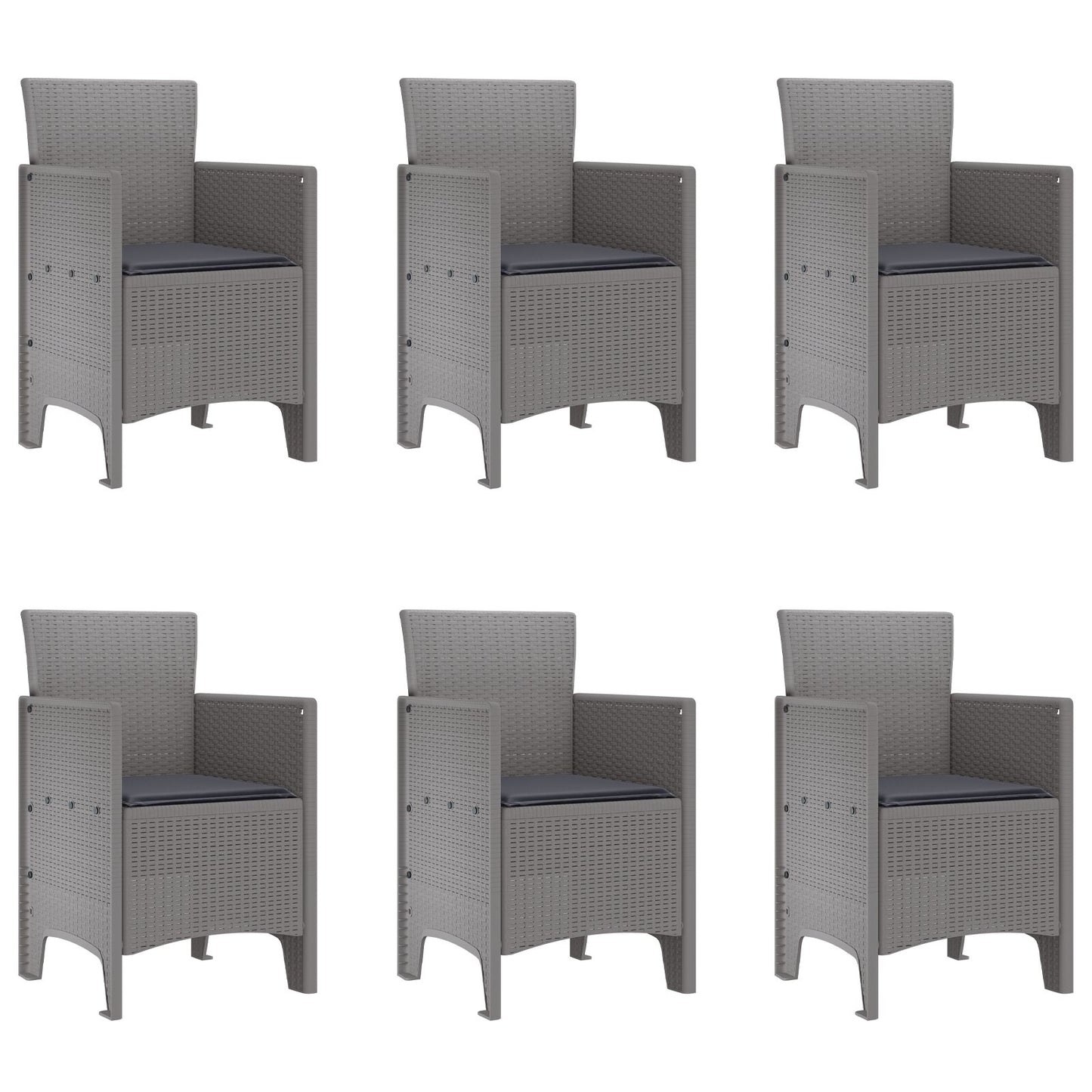 vidaXL 7-delige Tuin Dinerset met Kussens Lichtgrijs Poly Rattan