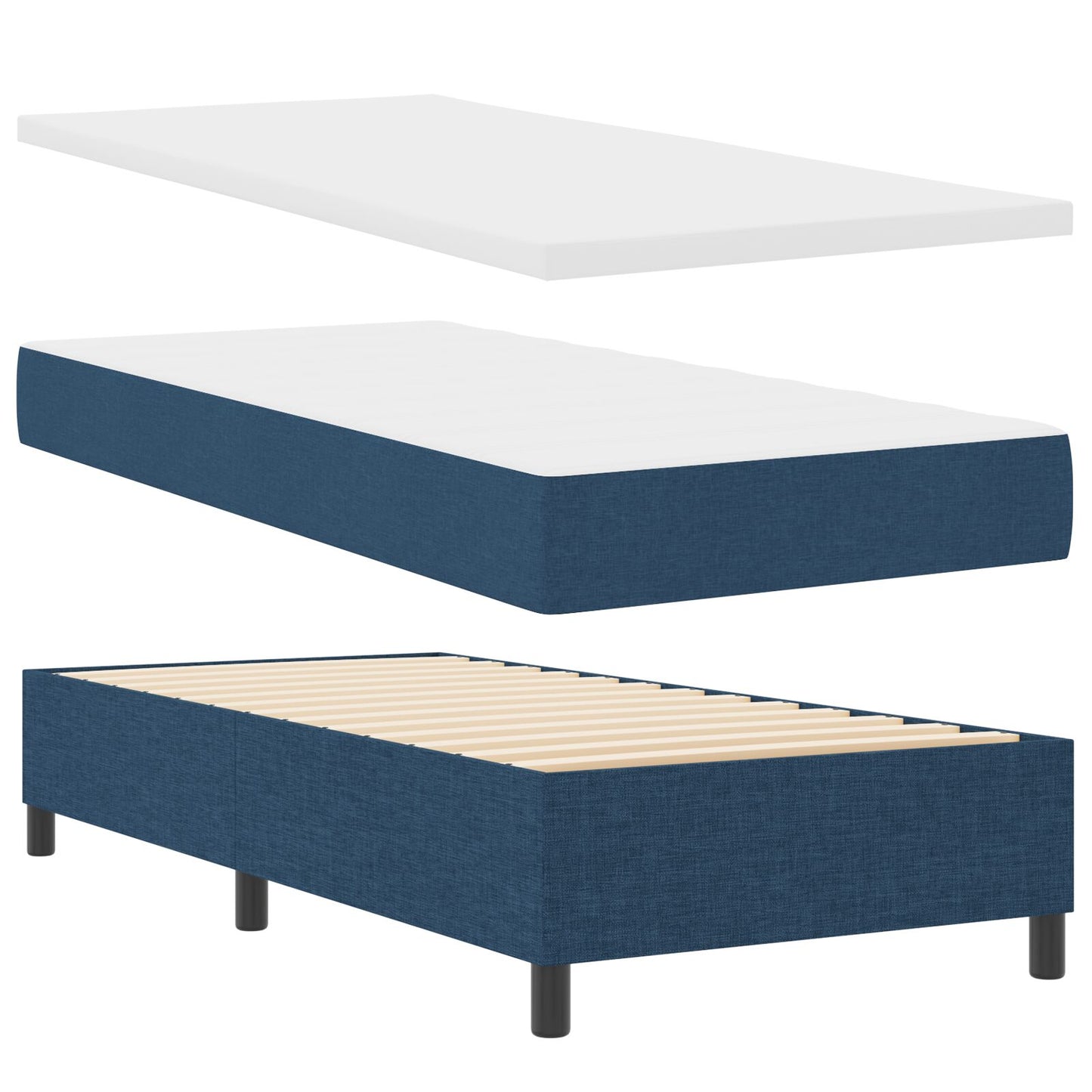 vidaXL Boxspring Bed met Matras Blauw 90x200 cm Stof