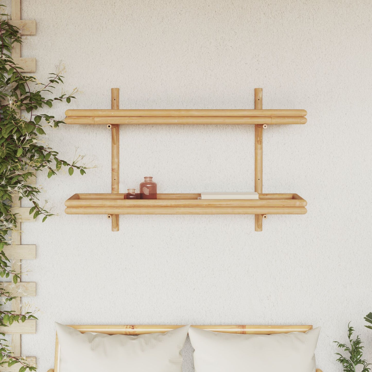 vidaXL Wandplank 2-Tier 100x26x60 cm Bamboe