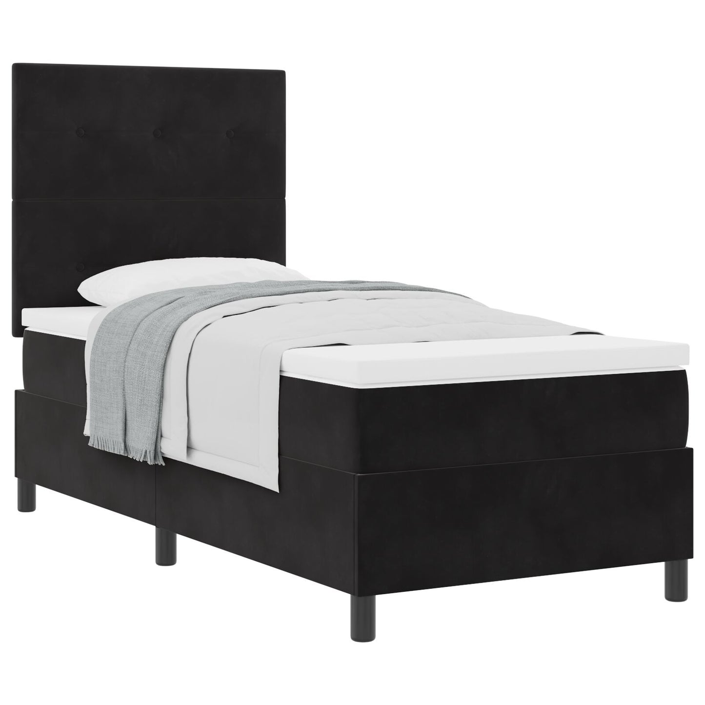 vidaXL Boxspring Bed met Matras Zwart 90x200 cm Velvet