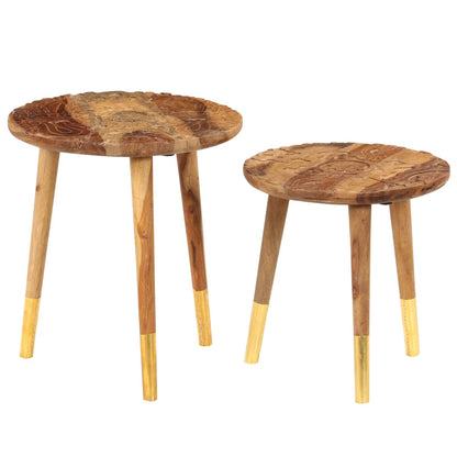 vidaXL Salontafels 2 st massief hout