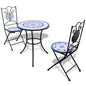 vidaXL 3-delige Bistroset keramische tegel blauw en wit