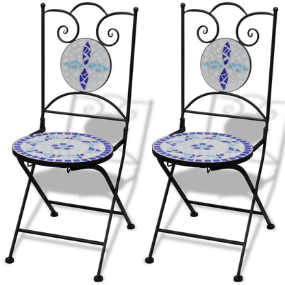 vidaXL 3-delige Bistroset keramische tegel blauw en wit