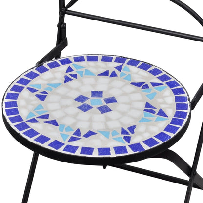 vidaXL 3-delige Bistroset keramische tegel blauw en wit