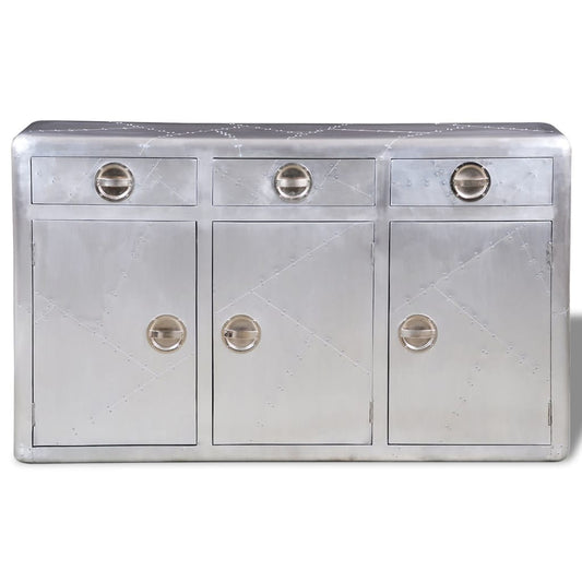 vidaXL Dressoir met 3 lades vintage luchtvaartstijl aluminium