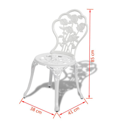 vidaXL 3-delige Bistroset gietaluminium wit