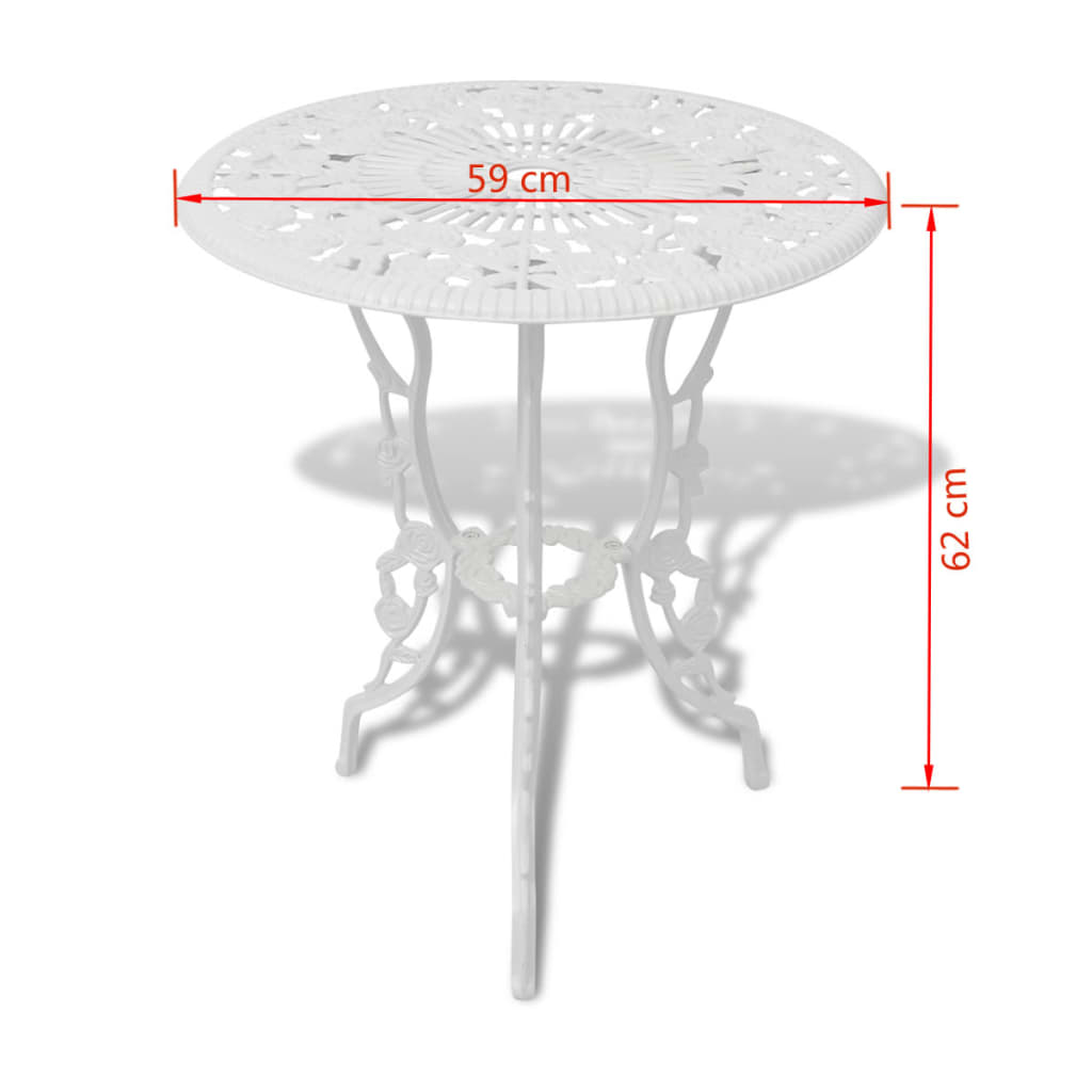 vidaXL 3-delige Bistroset gietaluminium wit