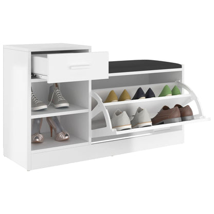 Schoenenbank 94,5x31x57 cm bewerkt hout hoogglans wit