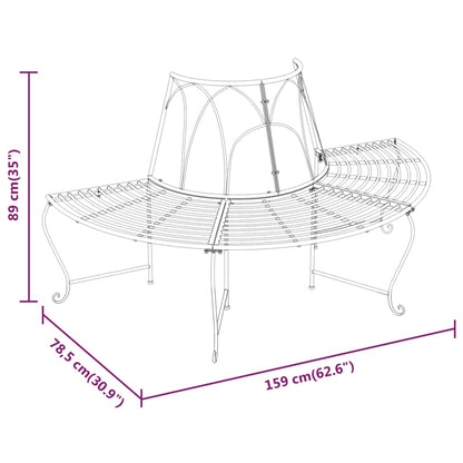 vidaXL Boombank halfrond Ø159 cm staal zwart