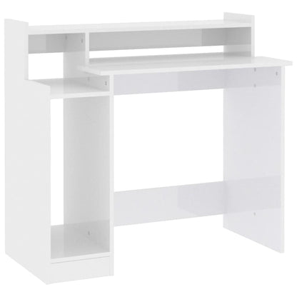 vidaXL Bureau met LED-verlichting 97x45x90 cm hout hoogglans wit