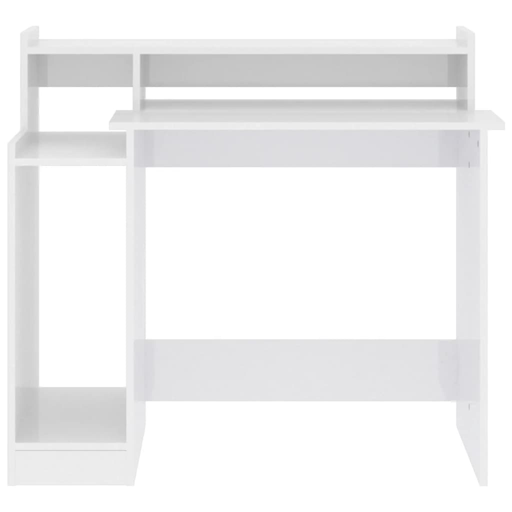 vidaXL Bureau met LED-verlichting 97x45x90 cm hout hoogglans wit