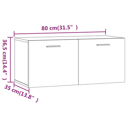 vidaXL Wandkast 80x35x36,5 cm bewerkt hout hoogglans wit