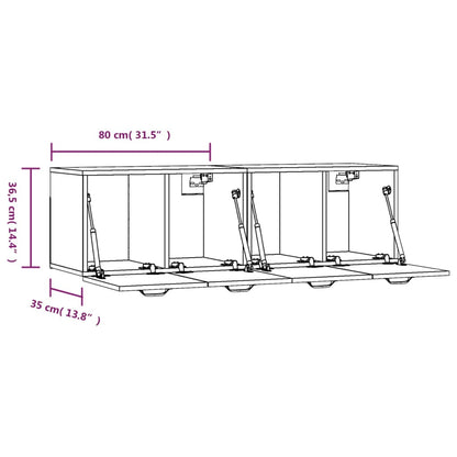 vidaXL Wandkasten 2 st 80x36,5x35 cm bewerkt hout hoogglans wit