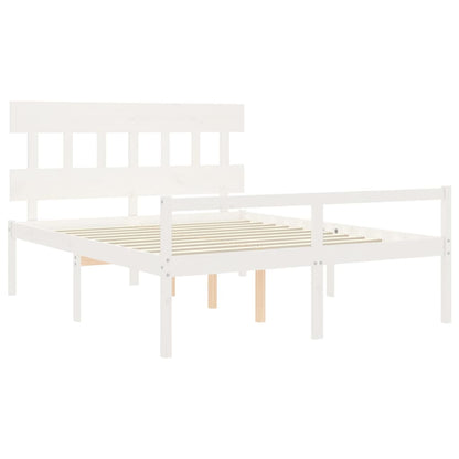 vidaXL Seniorenbed met hoofdbord massief hout wit 160x200 cm