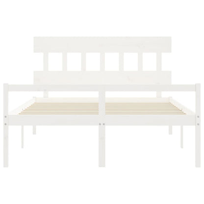 vidaXL Seniorenbed met hoofdbord massief hout wit 160x200 cm