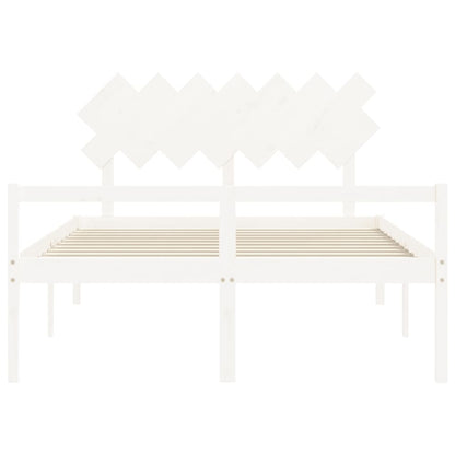vidaXL Seniorenbed met hoofdbord massief hout wit 140x200 cm