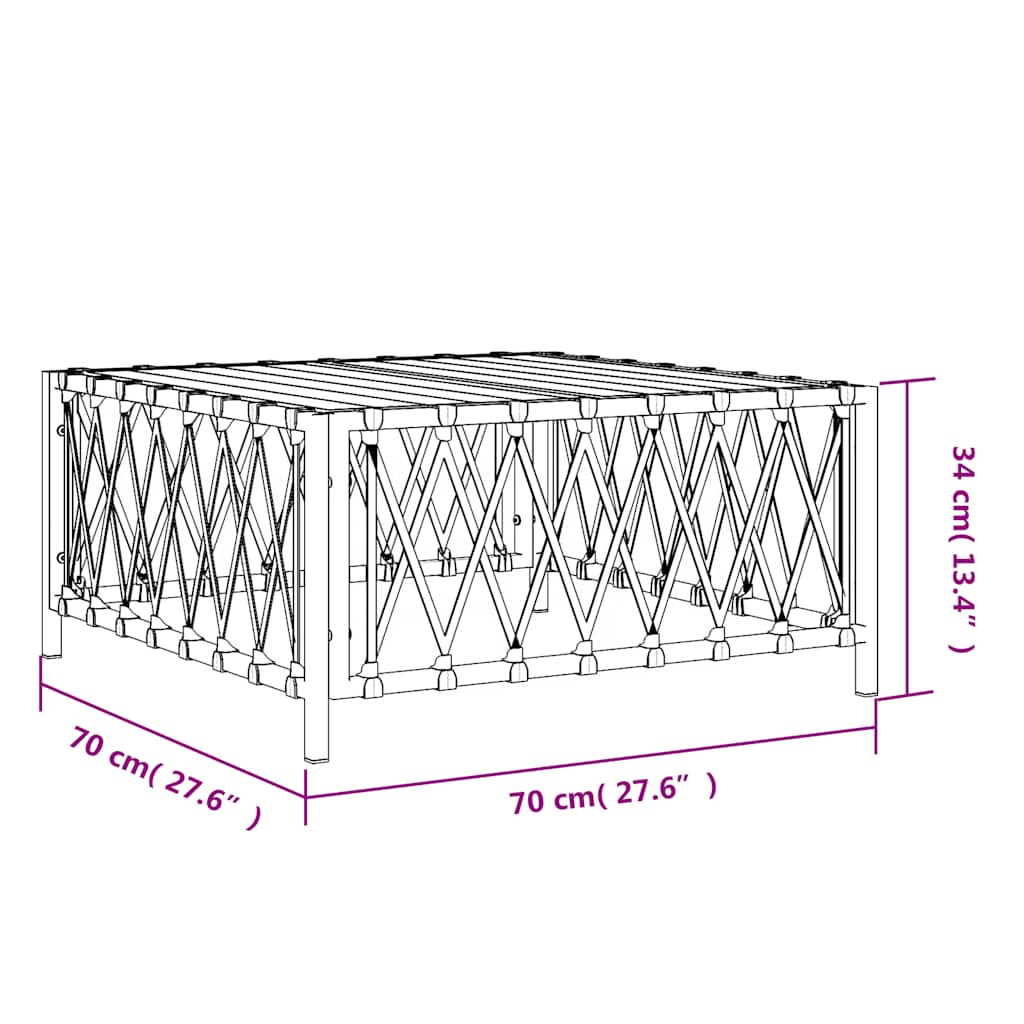 vidaXL Tuintafel 70x70x34 cm geweven stof wit