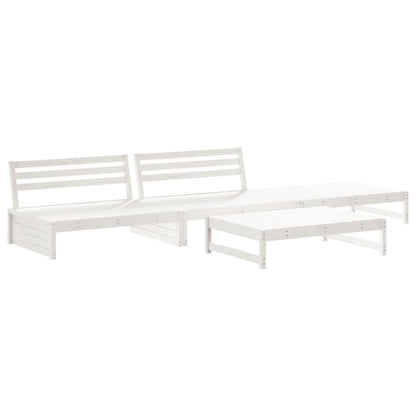 vidaXL 4-delige Loungeset met kussens massief hout wit