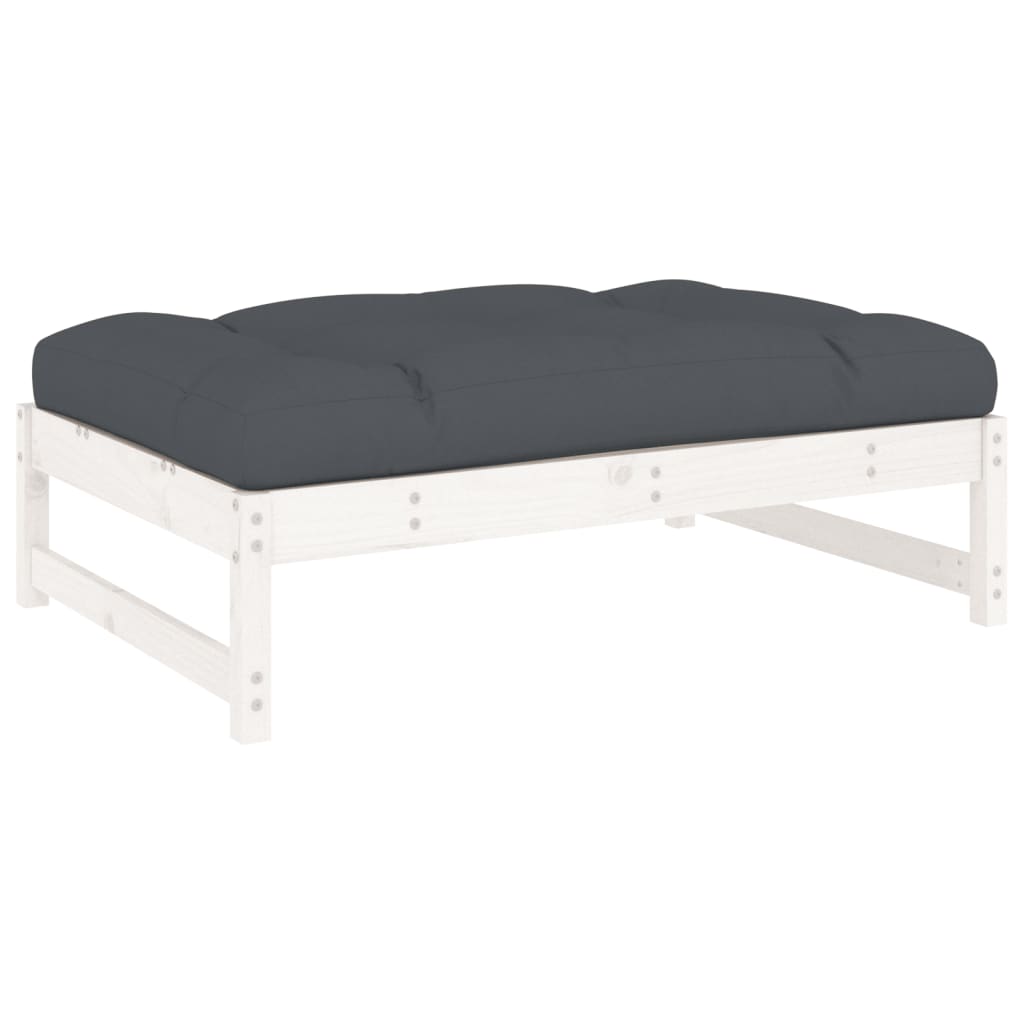 vidaXL 4-delige Loungeset met kussens massief hout wit