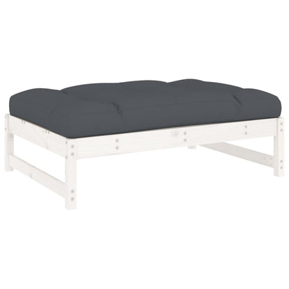 vidaXL 4-delige Loungeset met kussens massief hout wit