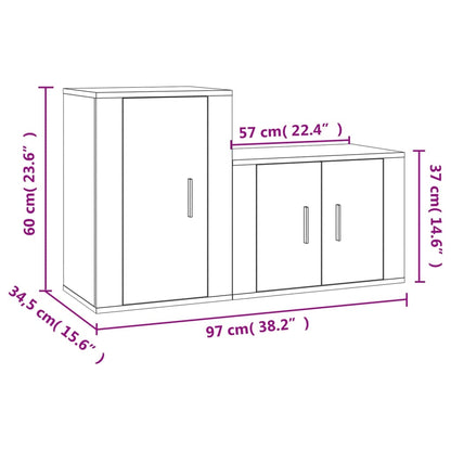 vidaXL 2-delige Tv-meubelset bewerkt hout hoogglans wit