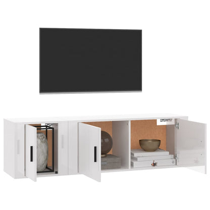 vidaXL 2-delige Tv-meubelset bewerkt hout hoogglans wit