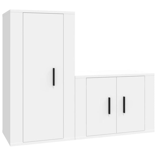 vidaXL 2-delige Tv-meubelset bewerkt hout wit