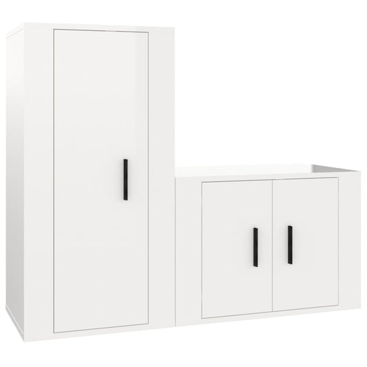 vidaXL 2-delige Tv-meubelset bewerkt hout hoogglans wit