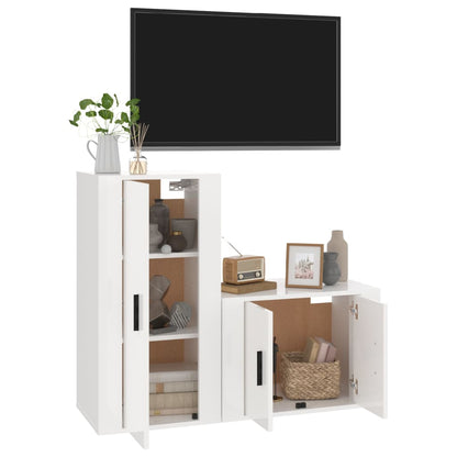 vidaXL 2-delige Tv-meubelset bewerkt hout hoogglans wit