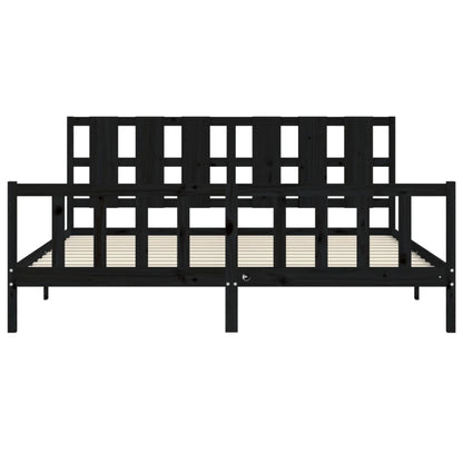 vidaXL Bedframe met hoofdbord massief hout zwart 200x200 cm