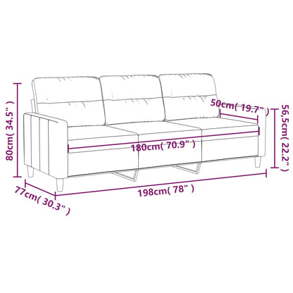 vidaXL Driezitsbank 180 cm stof taupe