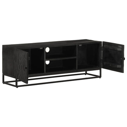 vidaXL Tv-meubel 110x30x40 cm massief mangohout en ijzer zwart