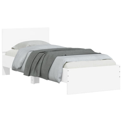 vidaXL Bedframe met hoofdbord en LED-verlichting wit 90x200 cm