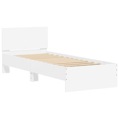 vidaXL Bedframe met hoofdbord en LED-verlichting wit 90x200 cm