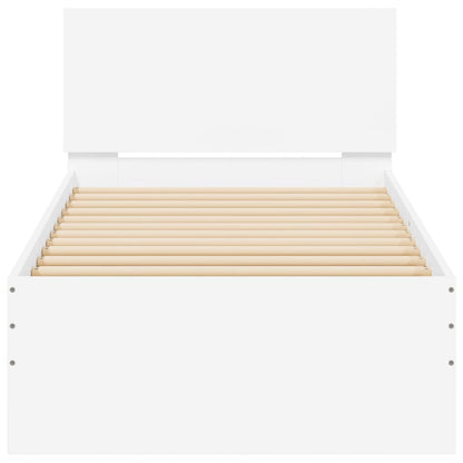 vidaXL Bedframe met hoofdbord en LED-verlichting wit 90x200 cm
