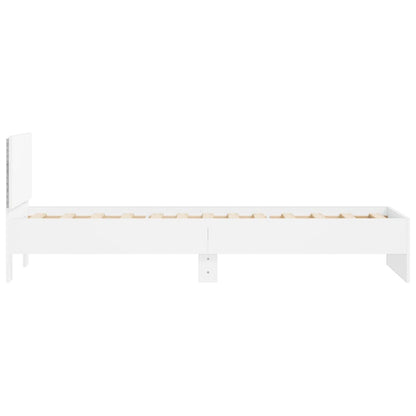 vidaXL Bedframe met hoofdbord en LED-verlichting wit 90x200 cm