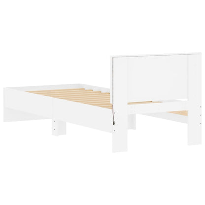 vidaXL Bedframe met hoofdbord en LED-verlichting wit 90x200 cm