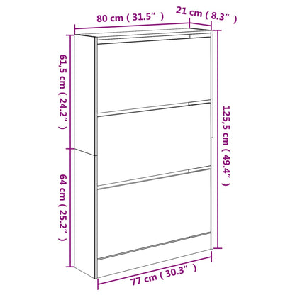 vidaXL Schoenenkast 80x21x125,5 cm bewerkt hout sonoma eikenkleurig