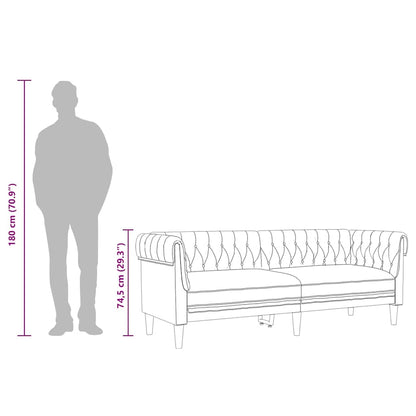 vidaXL Driezitsbank Chesterfield-stijl stof taupe