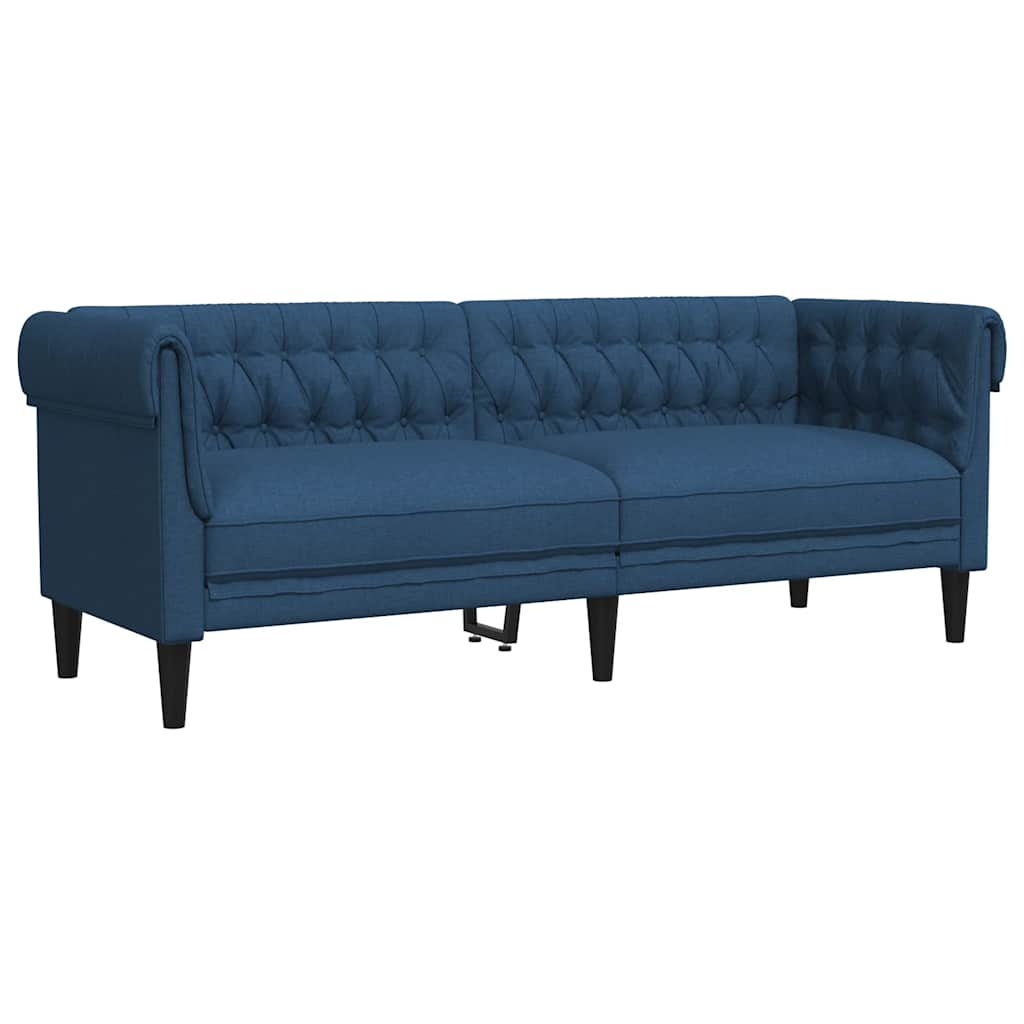 vidaXL Driezitsbank Chesterfield-stijl stof blauw