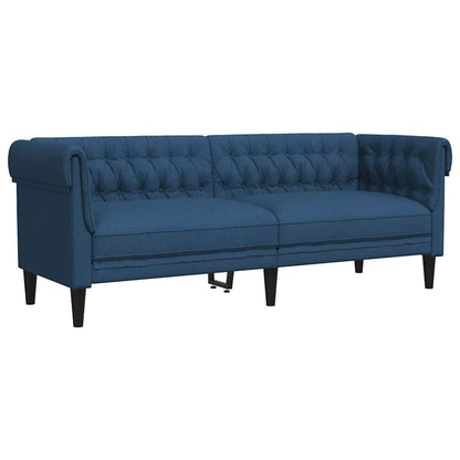 vidaXL Driezitsbank Chesterfield-stijl stof blauw