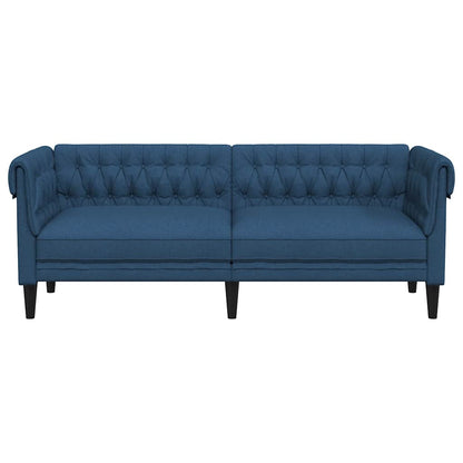 vidaXL Driezitsbank Chesterfield-stijl stof blauw