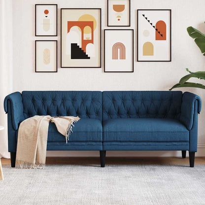 vidaXL Driezitsbank Chesterfield-stijl stof blauw