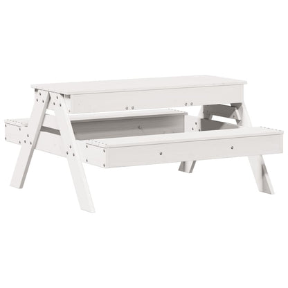 vidaXL Picknicktafel met zandbak voor kinderen massief grenenhout wit