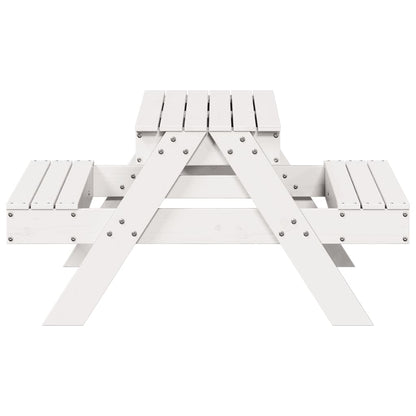vidaXL Picknicktafel met zandbak voor kinderen massief grenenhout wit
