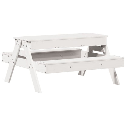 vidaXL Picknicktafel met zandbak voor kinderen massief grenenhout wit