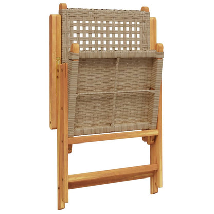 vidaXL 7-delige Tuinset poly rattan en massief hout beige