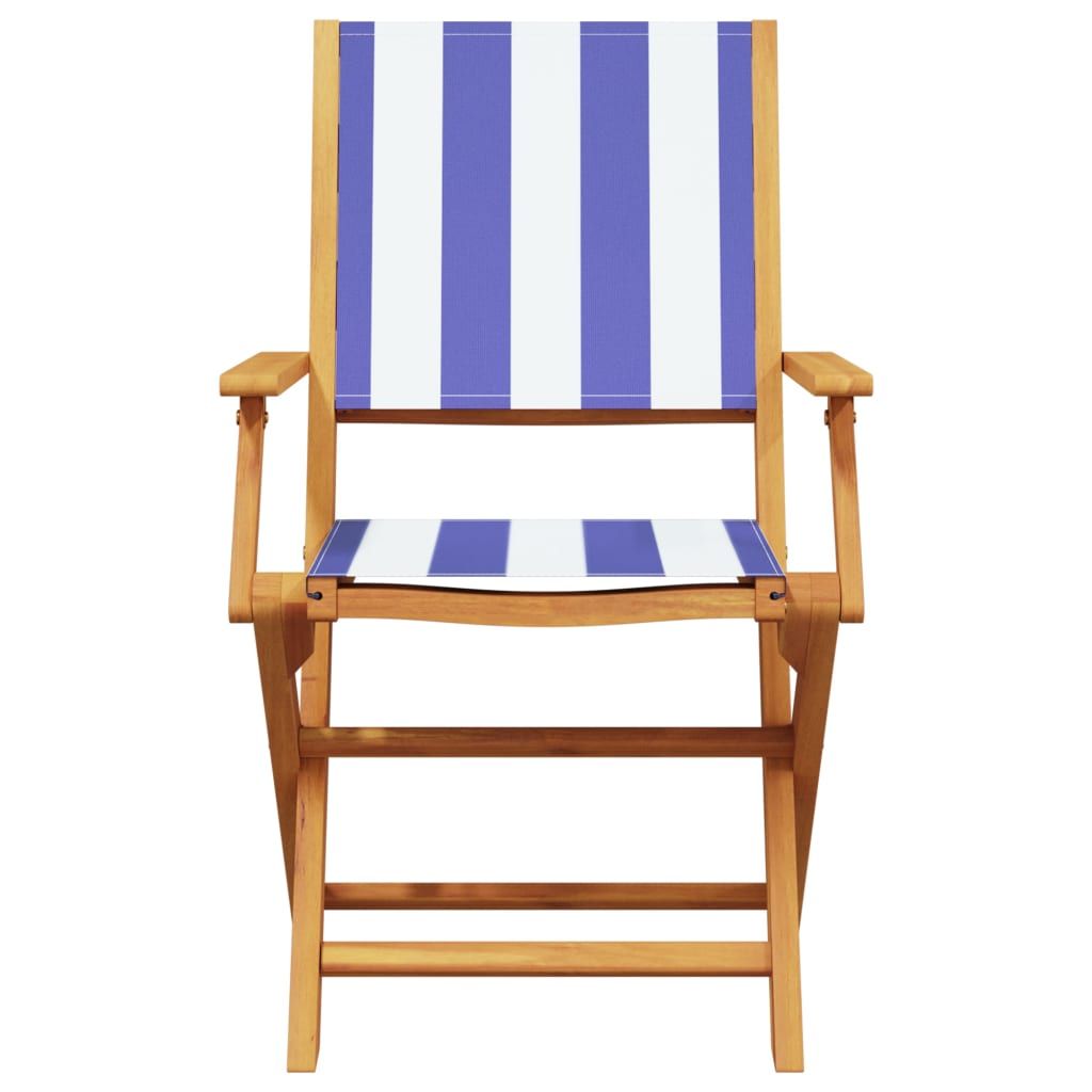 vidaXL 3-delige Bistroset stof en massief hout blauw en wit