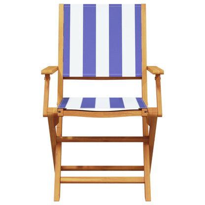 vidaXL 3-delige Bistroset stof en massief hout blauw en wit